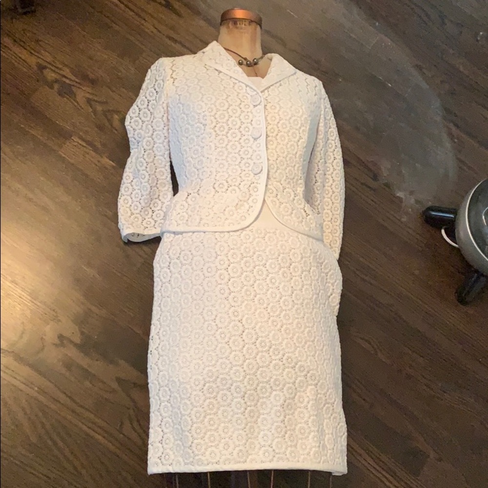 Etcetera white eyelet suit